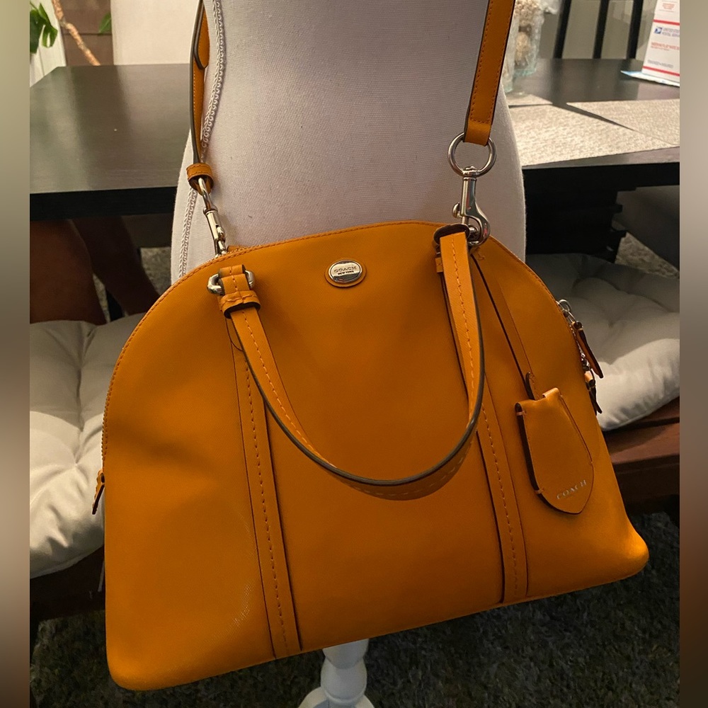Leather Coach Handbag | Orange